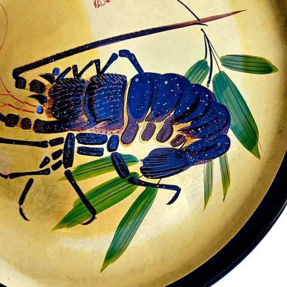 Vintage Japanese Ise-Ebi Lobster Gold Leaf Lacquer Platter 19" Signed - Picture 3 of 15